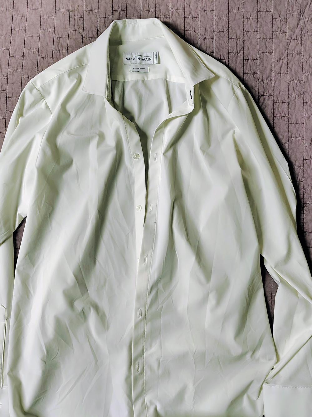 ​Mizzen Main Leeward Dress Shirt Mens XL Trim Fit White Performance Stretch​
